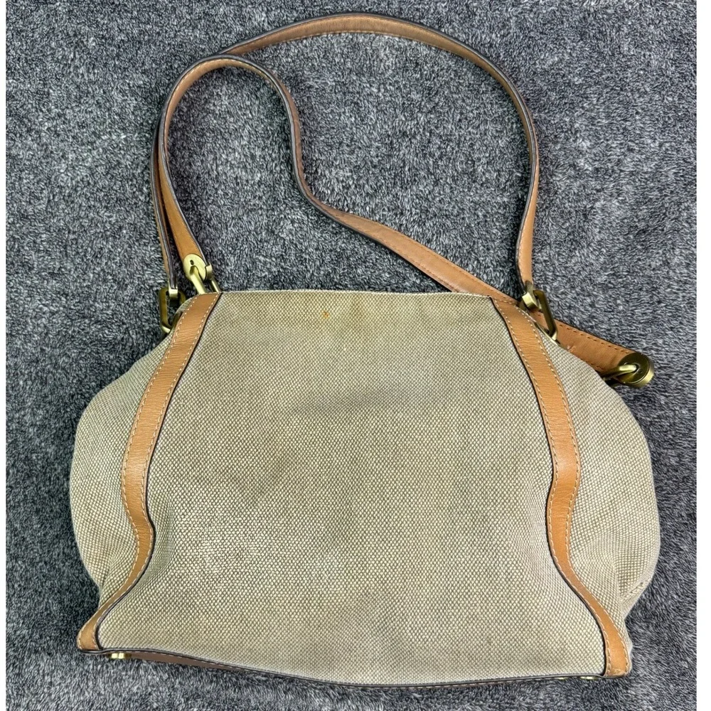 Michael Kors Beige Canvas Leather Trim Triple Compartment Shoulder Bag SCKPSOMY